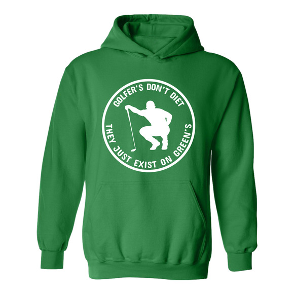 Golf Hoodie Golfers Don't Diet Funny Man Golfer Kneeling Golfing Sweatshirt - Picture 12 of 15